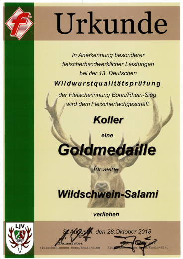 Wildschwein Salami in Scheiben geschnitten