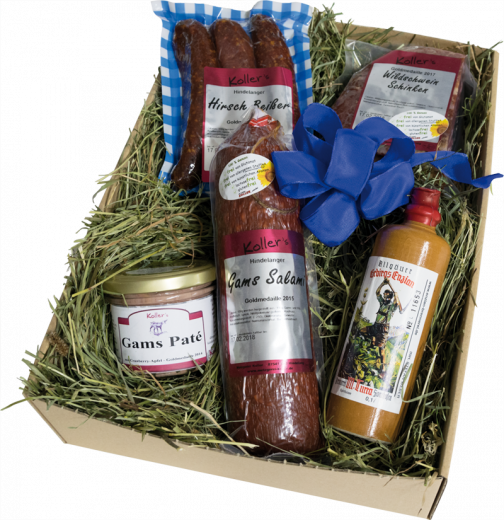 WILDERERSCHACHTEL Geschenkkarton - Geschenkbox - Probierpaket auf Bergwiesenheu